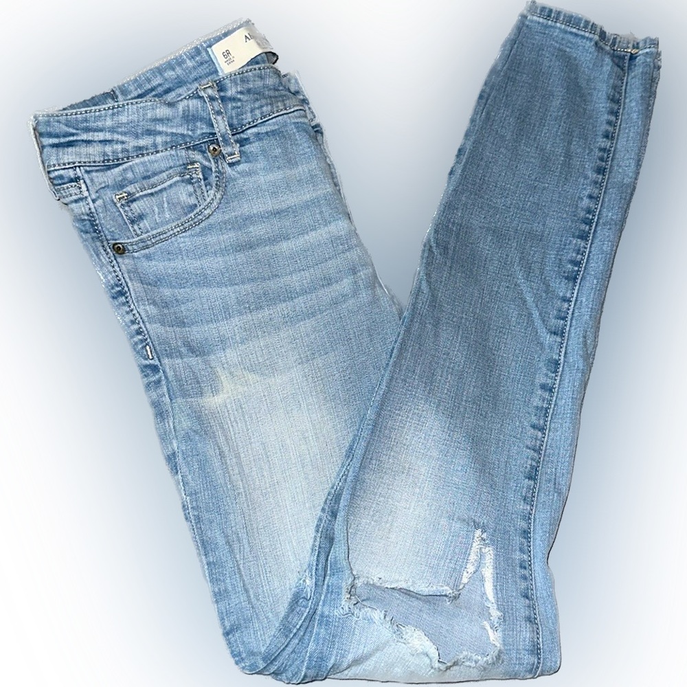 Low-Rise Light Washed Distressed Denim Jeans